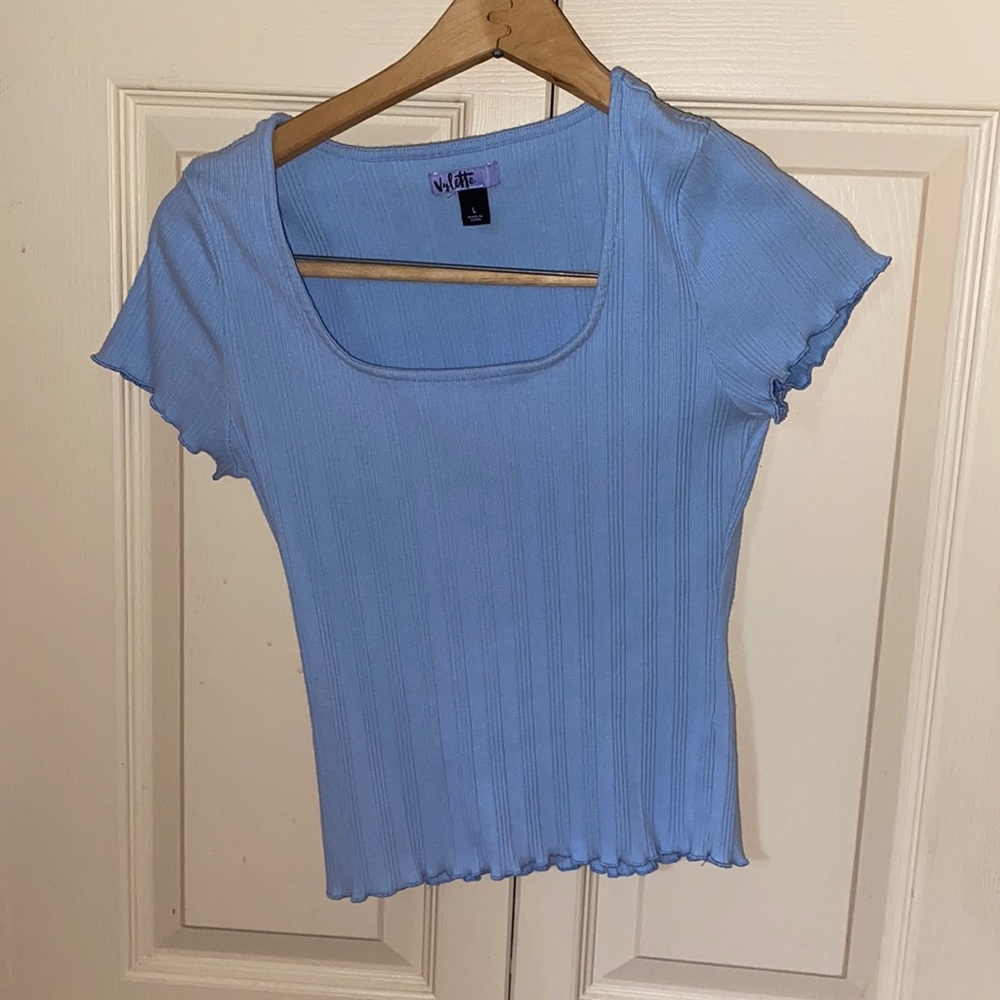 Vylette (Kohls) Baby Blue Crop Top